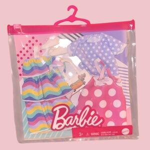 Barbie Doll Outfit Set‎ with Rainbow Dress and Polka Dot Bag